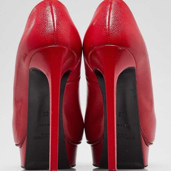 Yves Saint Laurent Red Pebbled Leather Janis Pumps Size 4.5/35 - Picture 5 of 5